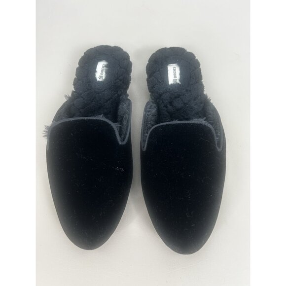 Birdies The Phoebe Black Velvet Faux Fur Lining Mule Flats Slippers Shoes Size 8 - Picture 5 of 12